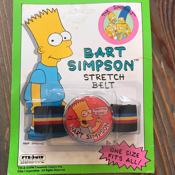 Accessories - Vintage Bart Simpson Stretch Belt - Unisex